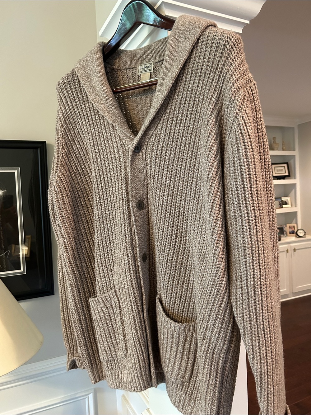 L.L. Bean Men’s  Shawl-Collar Cardigan – Taupe